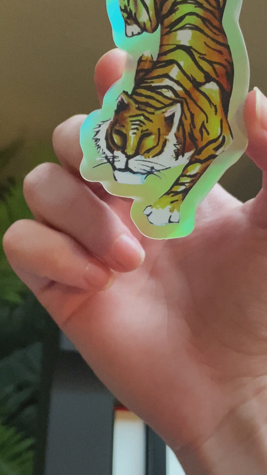 Holographic tiger sticker